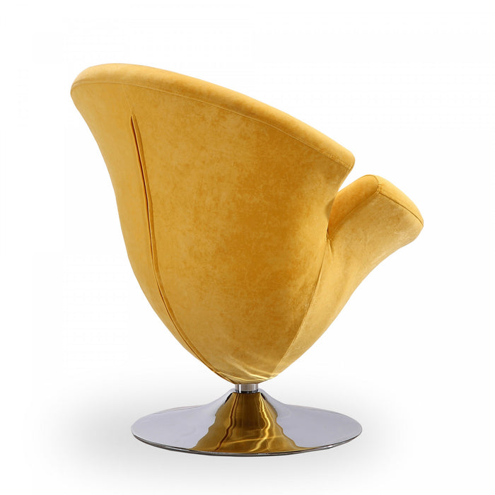 Tulip Modern Velvet Swivel Lounge Chair in Yellow - Set of 2