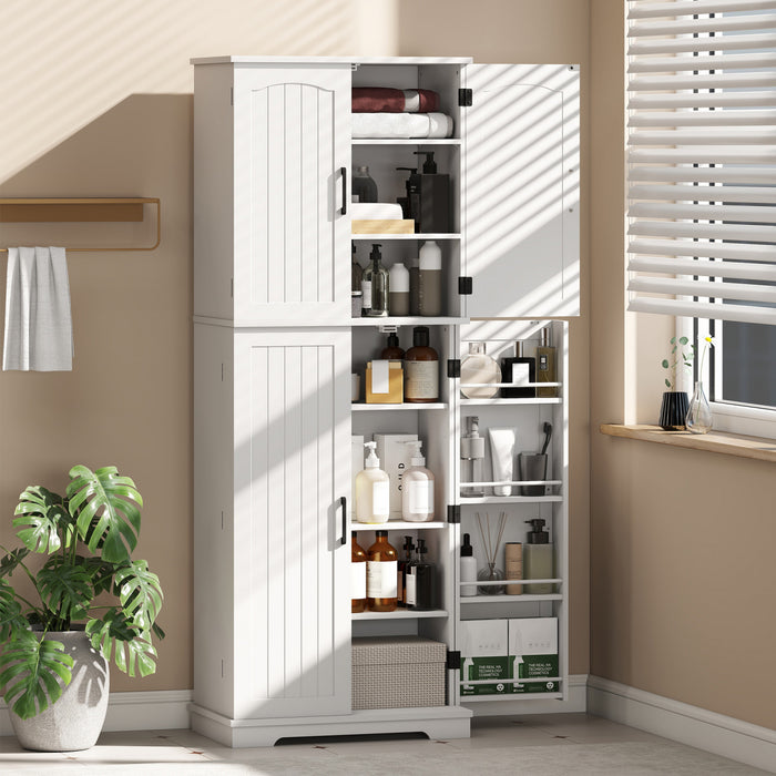 HOMCOM Pantry Cabinet, 64\" Storage Cabinet with Adjustable Shelves, White