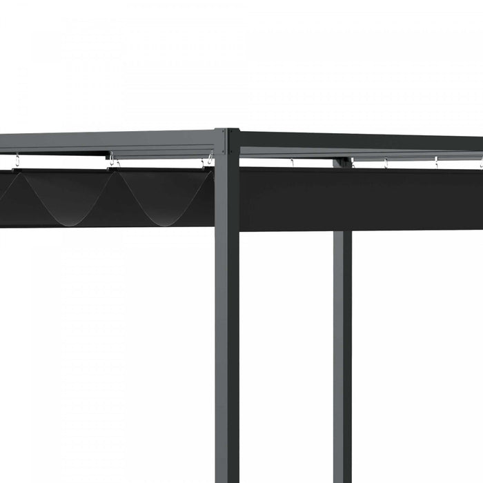 Outsunny 10' X7' Patio Pergola With Retractable Canopy, Outdoor Sun Shelter, Yard Shade, Black