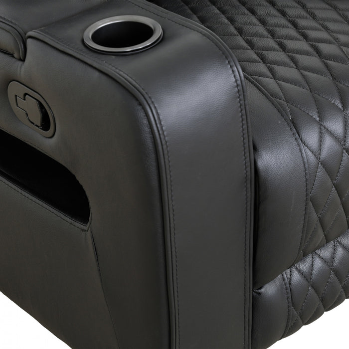 Kingsley 37 in. Leather Match Swivel Glider Recliner - Black
