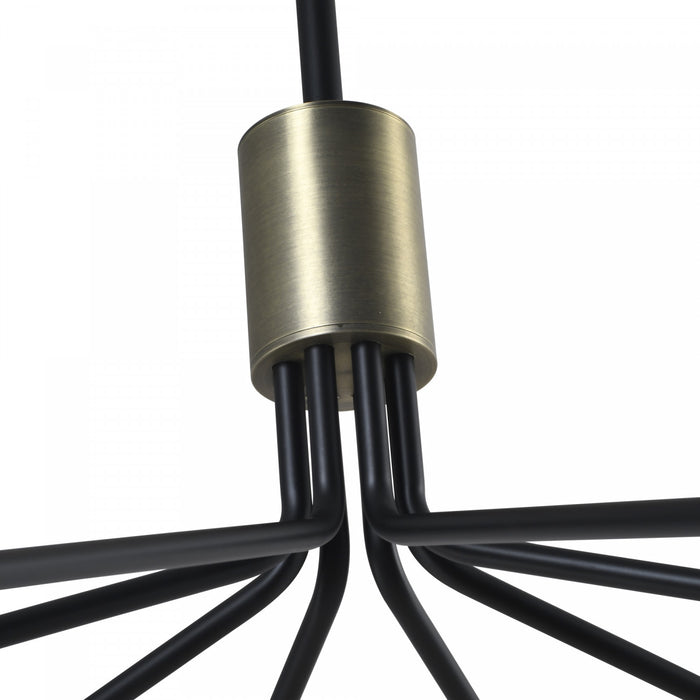 Crema 8 Light Chandelier 34.25\", Black, Brushed Brass With Alabaster Style Glass