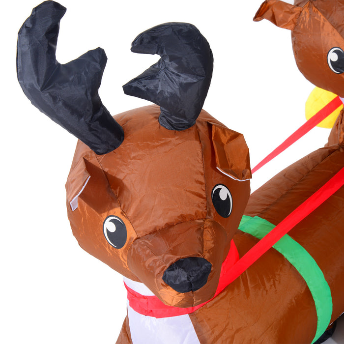 Homcom 7ft Santa Sleigh Inflatable Reindeer Christmas Decoration