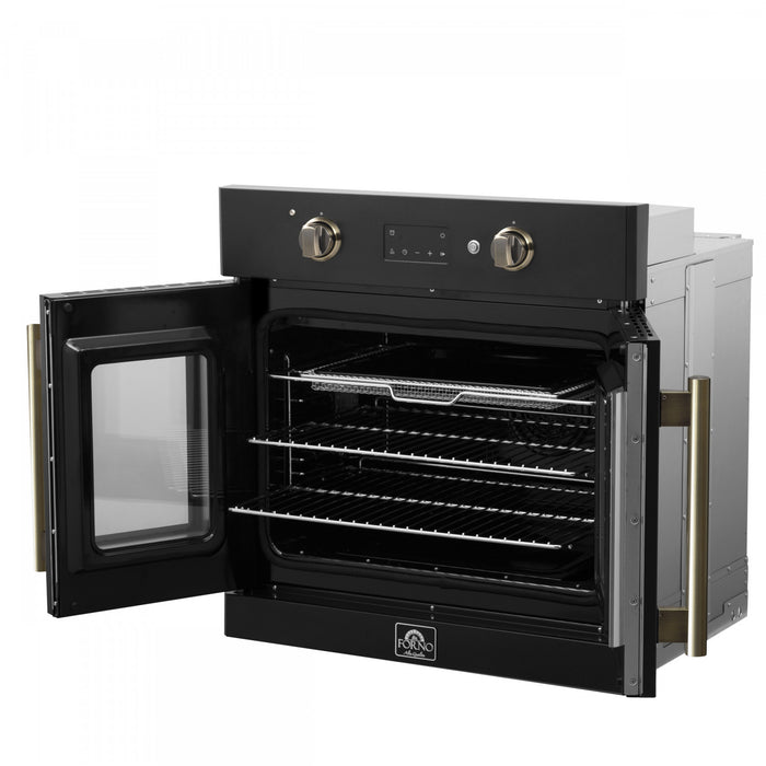 Forno Asti 30\" French Door Electric Wall Oven, Black, 3.68 cu. ft. - FBOEL1333-30BLK
