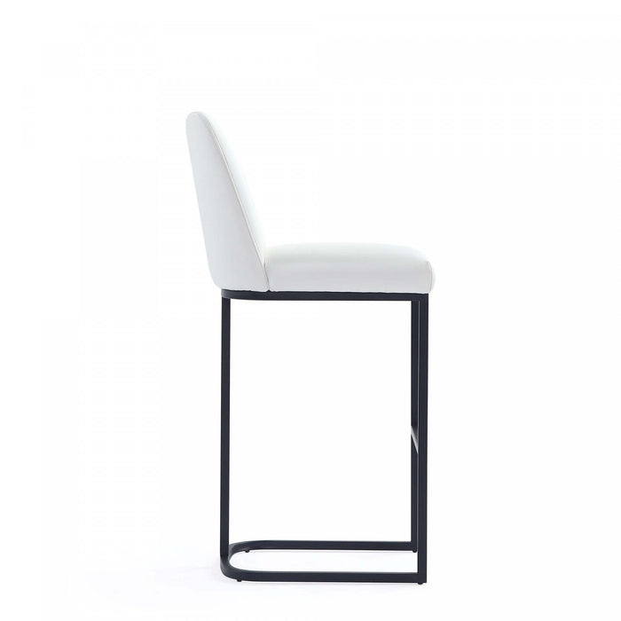 Serena Modern Metal Upholstered Barstool in White Armoire