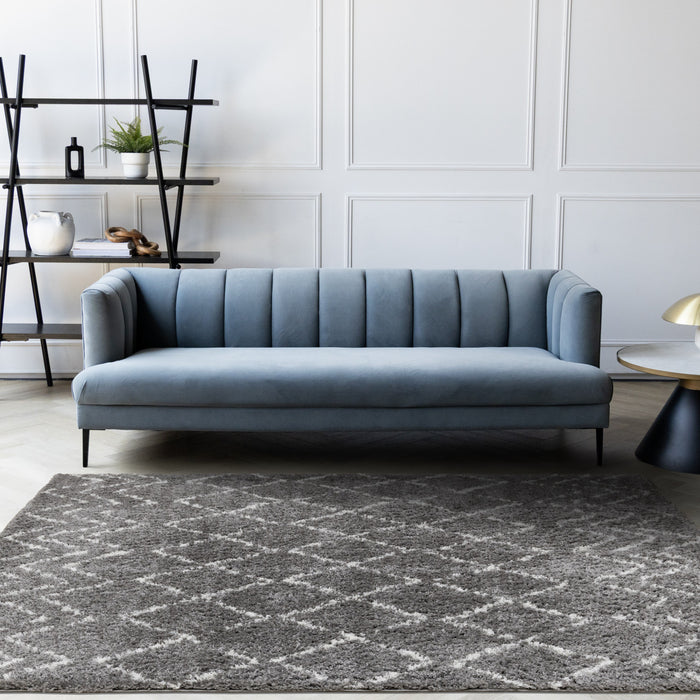 Taylor Grey Cream Rustic Diamond Rug, 7'10\" x 10'6\" Indoor Area Rug