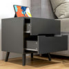 HOMCOM Bedside Table, Sofa Side Table with 2 Drawers and Wood Legs Black