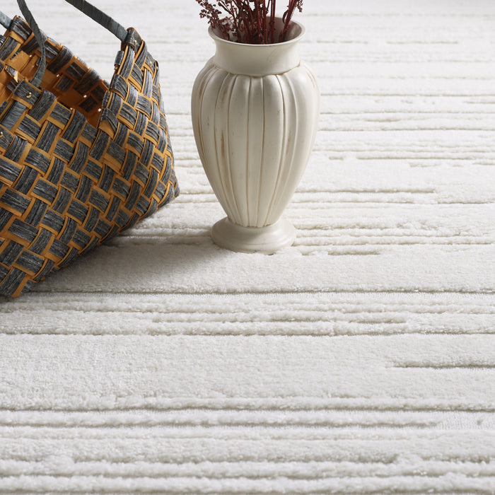Quinto Cream Waves Shag Area Rug - 2'7\" x 8'