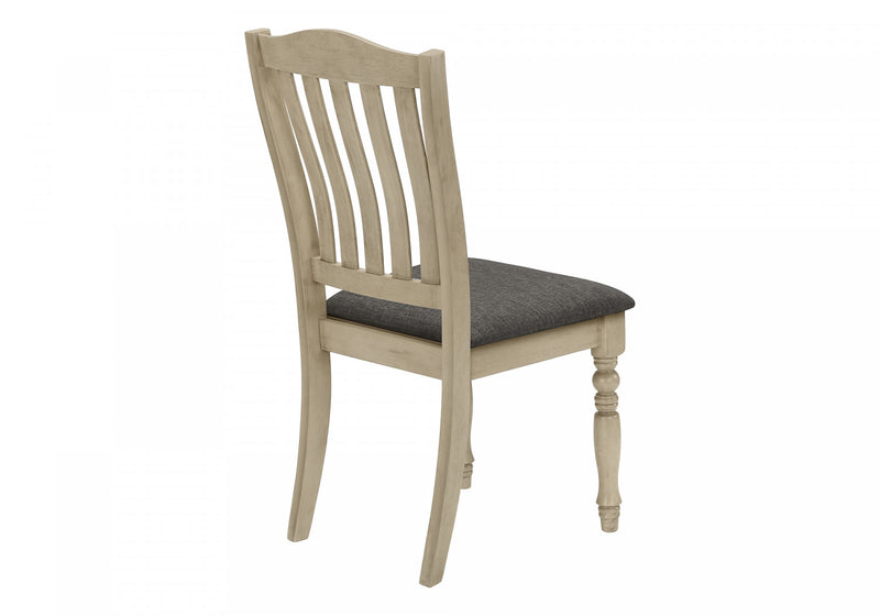 Dining Chair Set of 2 Dining Room Kitchen Side Antique Grey Fabric Wood Legs Transitional