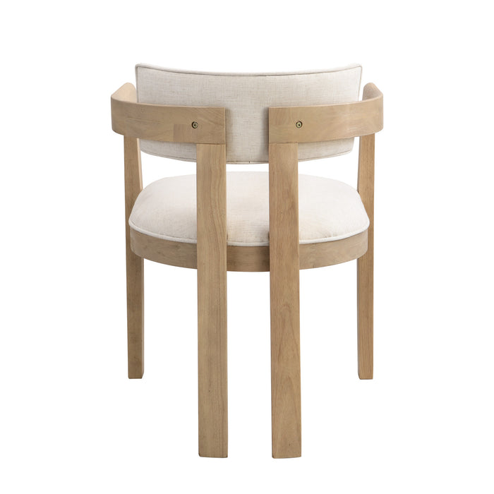 James Armrest Dining Chair Set Of 2 With Rubberwood Frame - Beige