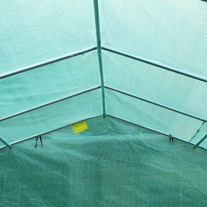 Outsunny 26'l X 10'w X 6.8' H Large Steeple Walk-in Greenhouse Outdoor Garden Plant Seed Tunnel Grow Tent Premium Steel Frame Green
