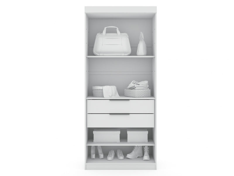 Mulberry Contemporary Modern 2-Piece Wardrobe Closet in White