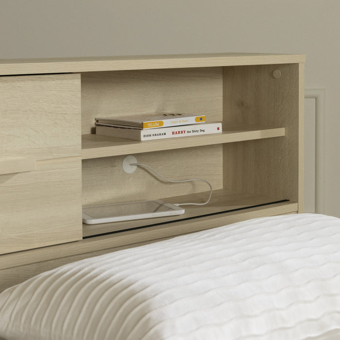 Noah Bookcase Headboard Bleached Oak - South Shore