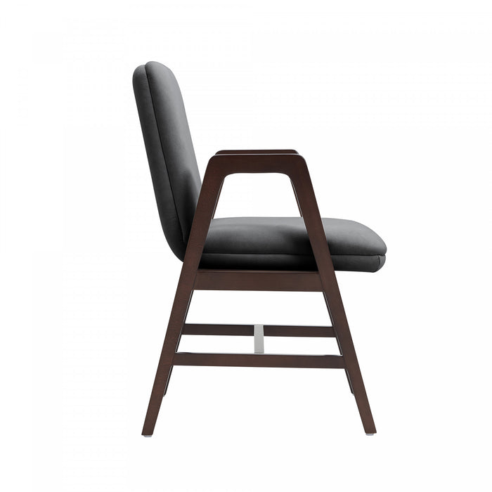 Stella Modern Velvet Wood Armchair in Graphite - Set of 4