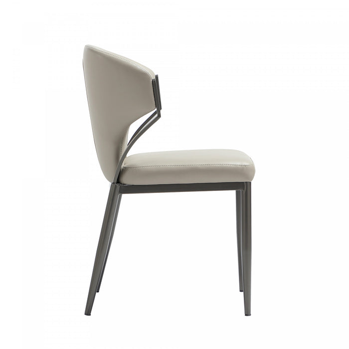 Kirsten Modern Metal Vegan Leather Dining Chair in Light Gray - Set of 2