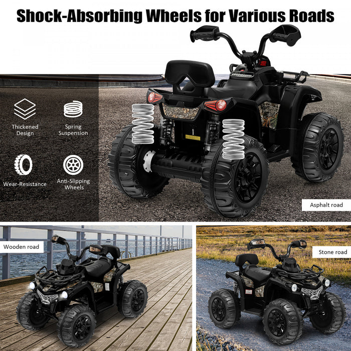 Costway 12v Kids Ride On Atv Electric 4-wheeler Quad 2 Speeds W/ Mp3 & Headlights Black
