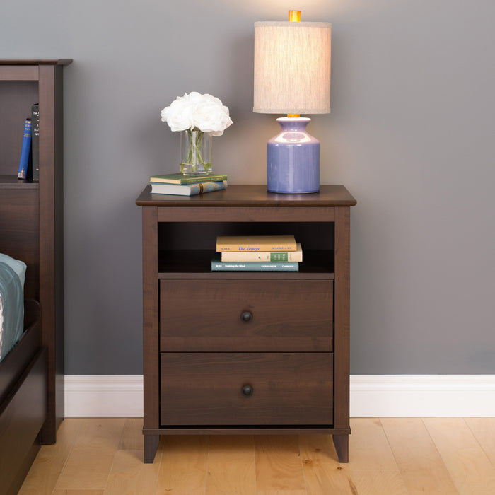 Yaletown 2-Drawer Tall Nightstand - Espresso