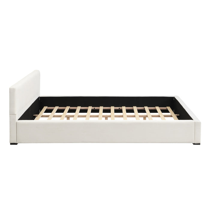 Charlotte Elegant Wide-edge Upholstered Bed,Queen Size, Beige Queen Bed