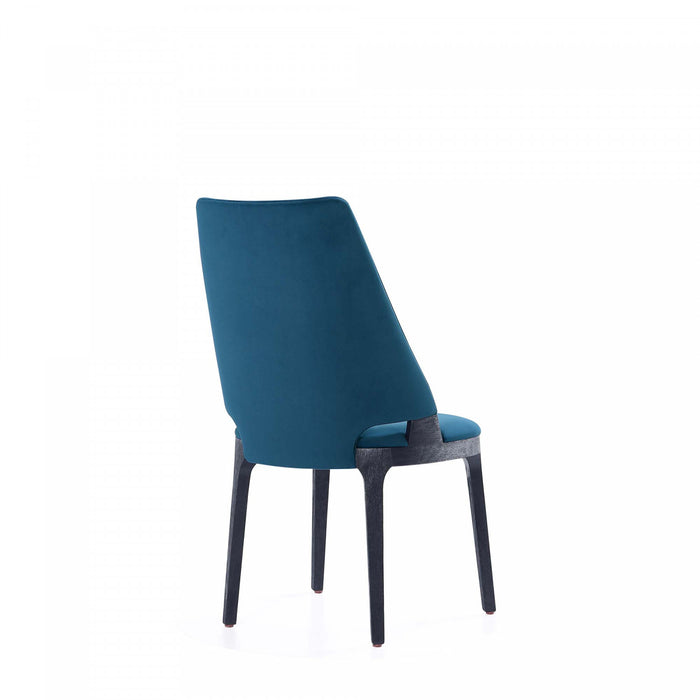 Kara Modern Wood Upholstered Dining Chair in Blue - Set of 4
