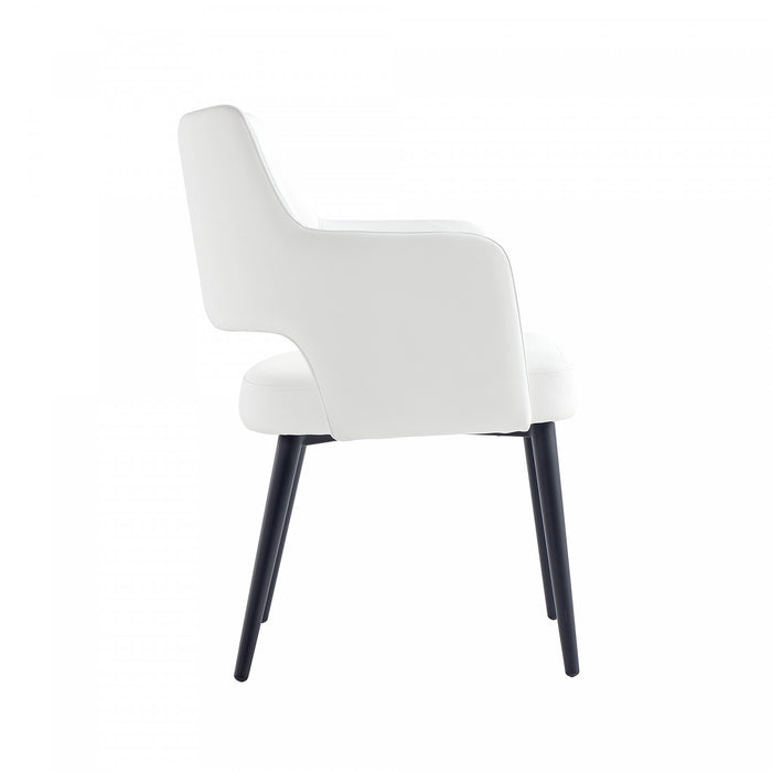 Tremont Modern Vegan Leather Metal Armchair in White - Set of 2