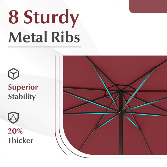 Costway 12 FT Patio Umbrella Outdoor Market Umbrella with Crank Handle 8 Sturdy Ribs Red