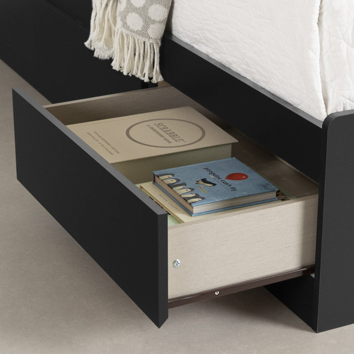 Vito Mate's Platform Storage Bed With 3 Drawers - Pure Black