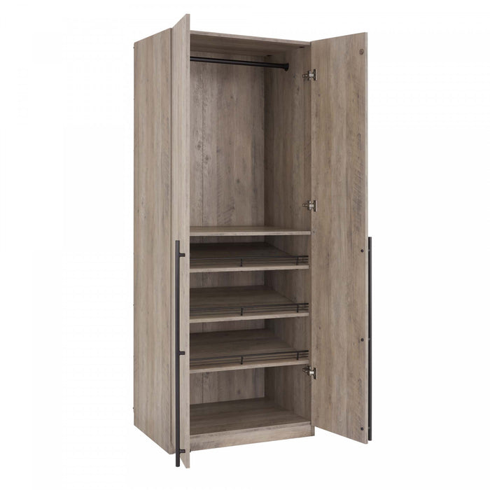 Lee Modern 32\" Wardrobe Closet in Rustic Gray - Set of 3 Armoire