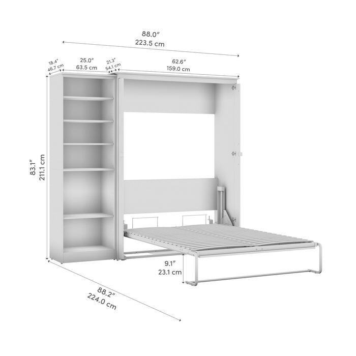 Bestar Key West Full Murphy Bed with Closet Organizer (88 W) - Linen White Oak