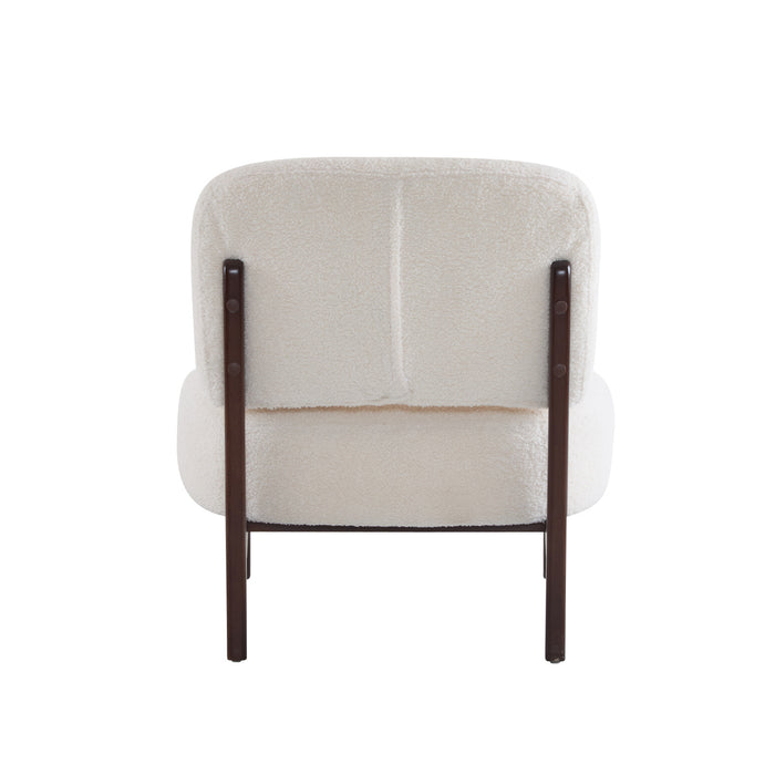 Coco Modern Boucle Lounge Chair with Solid Wood Frame, Beige