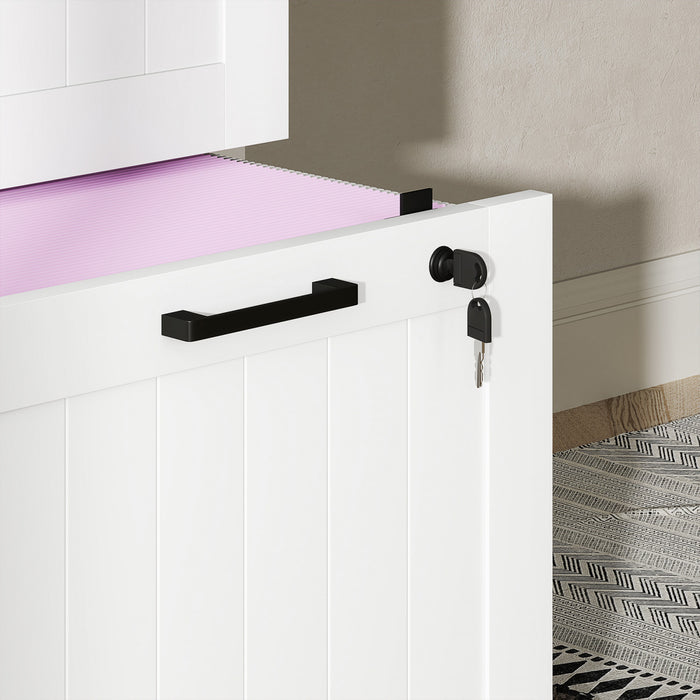 HOMCOM 3 Drawer File Cabinet with Lock Filing Cabinet for A4 Letter White