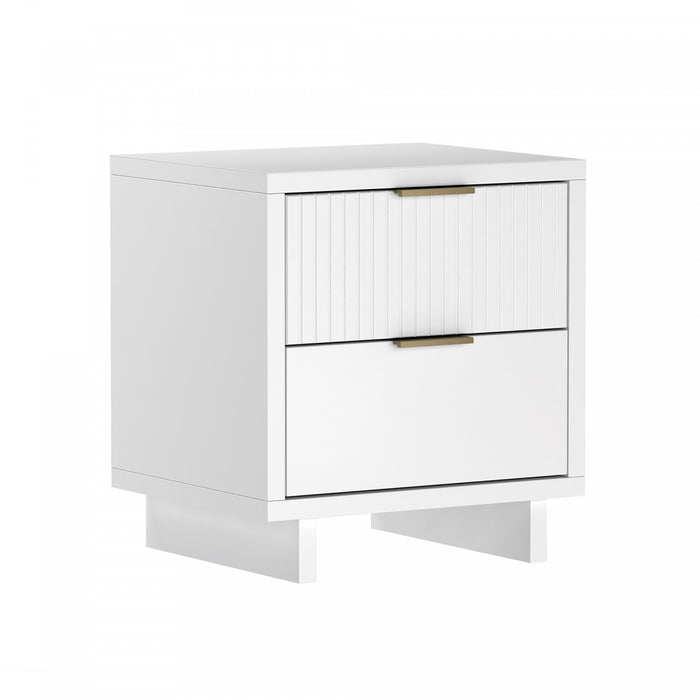 Elara Contemporary 18\" Solid Wood Nightstand in White (2-Drawer)