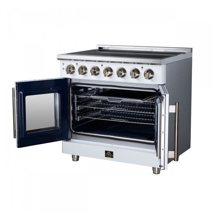 Forno Massimo 36 Inch French Door Electric range, 5 radiant burners, 5.36 cu.ft., White - FFSEL6955-36WHT Electric Range