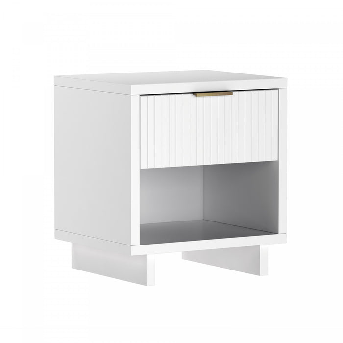 Elara Contemporary 18\" Solid Wood Nightstand in White (1-Drawer)