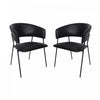 Slate Contemporary Modern Vegan Leather Metal Armchair in Black - Set of 2 | Fauteuil contemporain moderne en cuir vegetalien avec accoudoirs en metal noir - Lot de 2