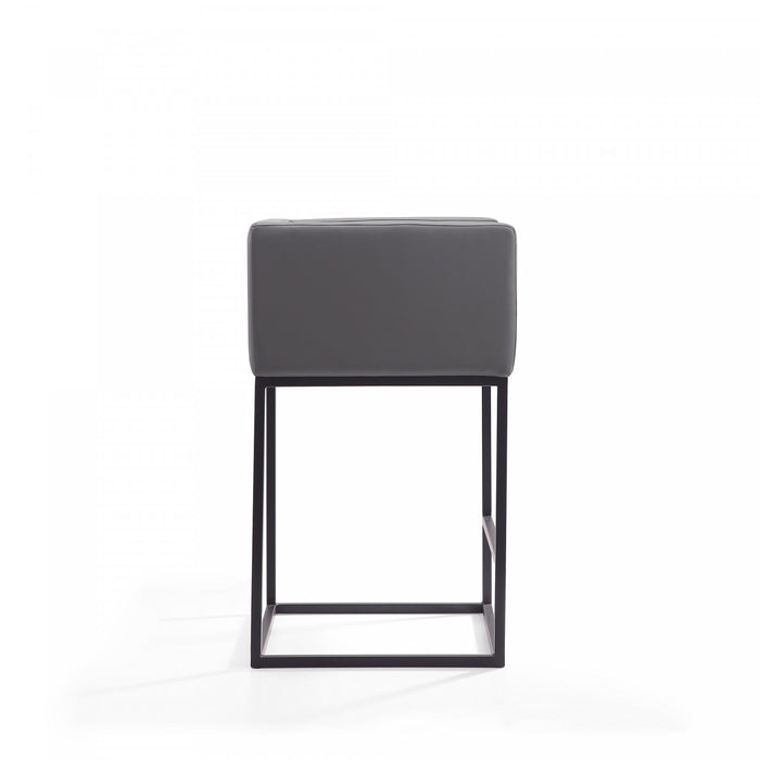 Embassy Mid-Century Modern Metal Upholstered Counter Stool in Gray - Set of 2