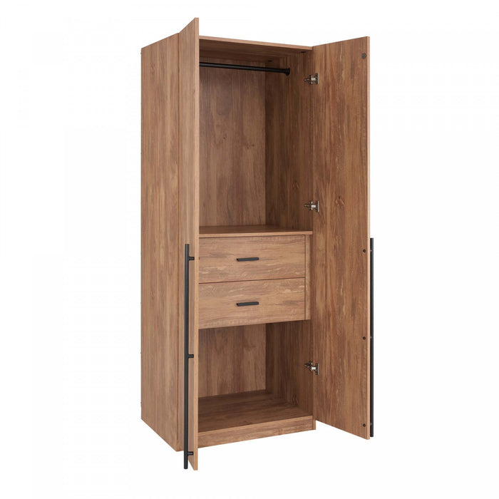 Lee Modern 32\" Wardrobe Closet in Golden Brown - Set of 2 Armoire