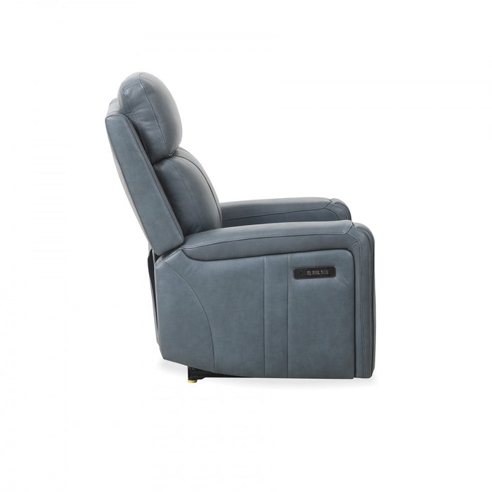 Bellamy 37 in. Leather Match Power Glider Recliner with Adjustable Headrest and USB - Blue