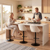 HOMCOM Bar Stools Set of 3 with Adjustable Linen-Look Bar Chairs, Off-White
