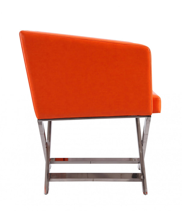 Hollywood Contemporary Vegan Leather Accent Armchair in Orange - Set of 2