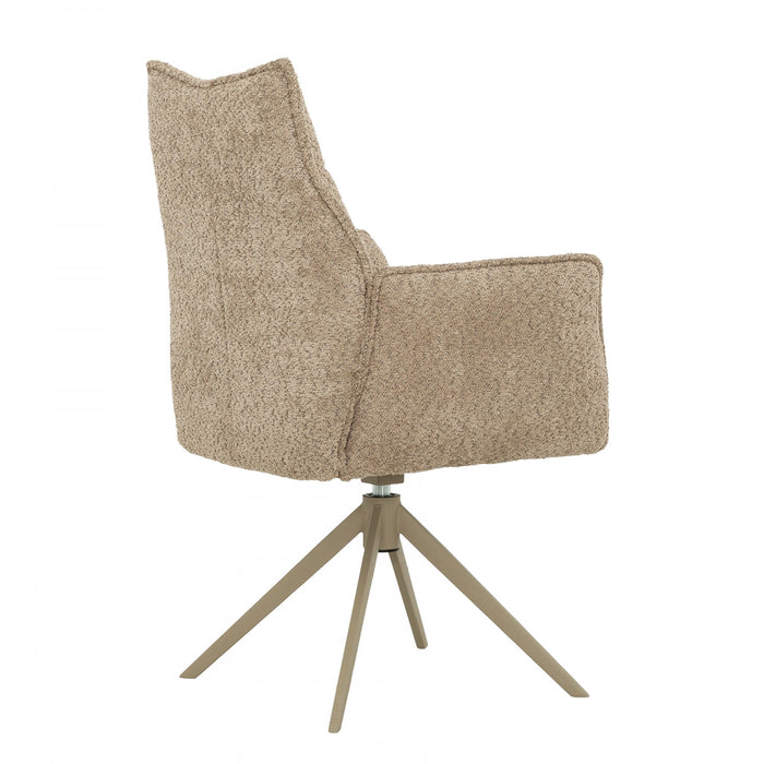 Elowen Taupe Upholstered Swivel Dining Armchair (Set of 2)
