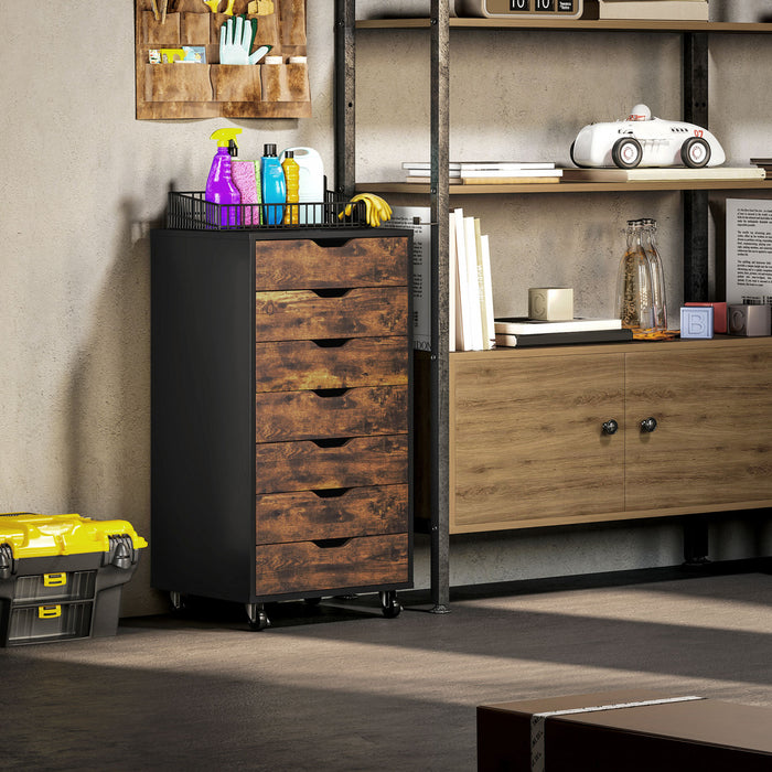 Vinsetto Mobile Filing Cabinet with Drawers File Cabinet, Rustic Brown