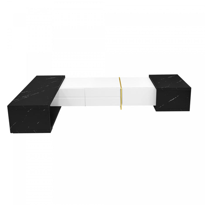 Liam 55.1\"–102\" Modern TV Cabinet with Adjustable Length and Rotating Function,Black Tv Stand