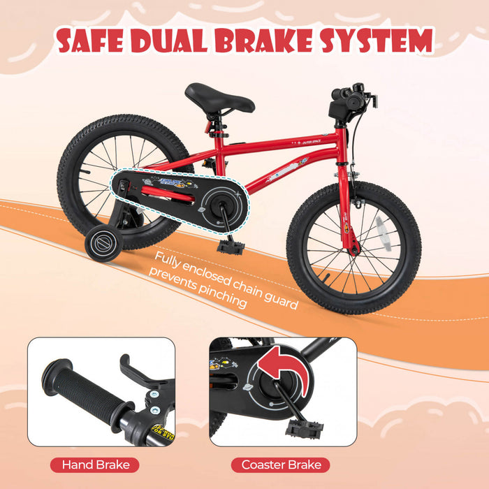 Costway 16-inch Kid's Bike For 4-7 Years Old With Adjustable Saddle & Anti-slip Handlebar Red