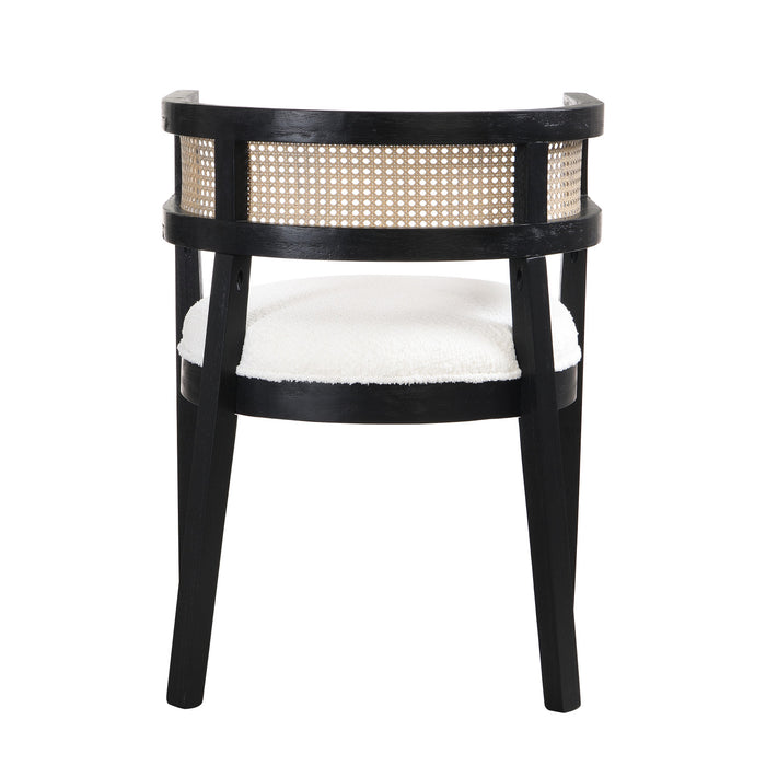 Lance Dining Chairs Set Of 2 With Rattan Back And U-shaped Seat - Black
