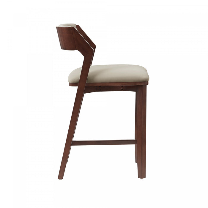 Patricia Modern Wood Upholstered Counter Stool in Linen Bar Stool