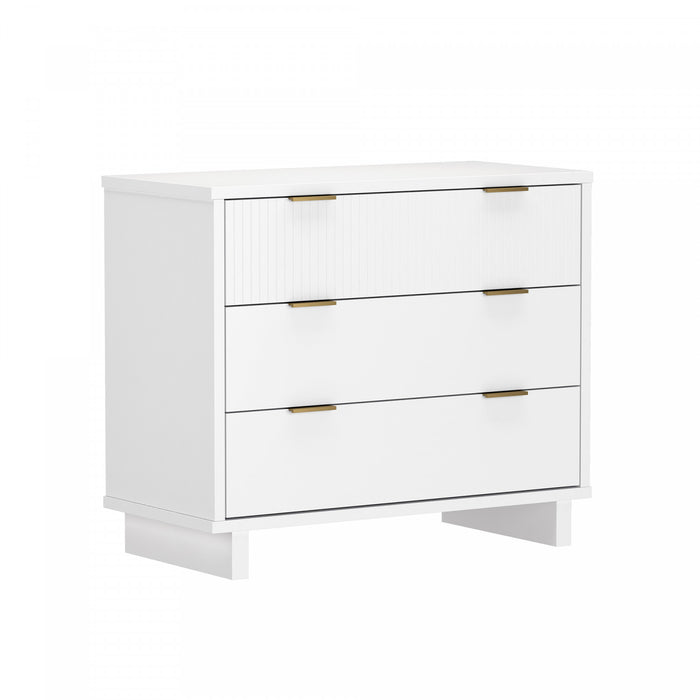 Elara Contemporary 38\" Solid Wood Dresser in White (3-Drawer)