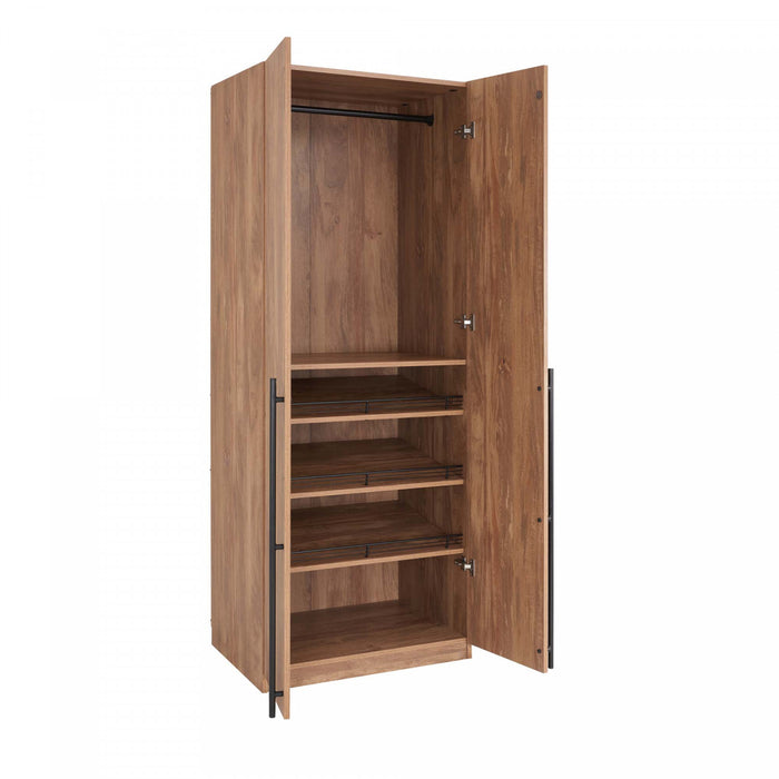 Lee Modern 32\" Wardrobe Closet in Golden Brown - Set of 3 Armoire