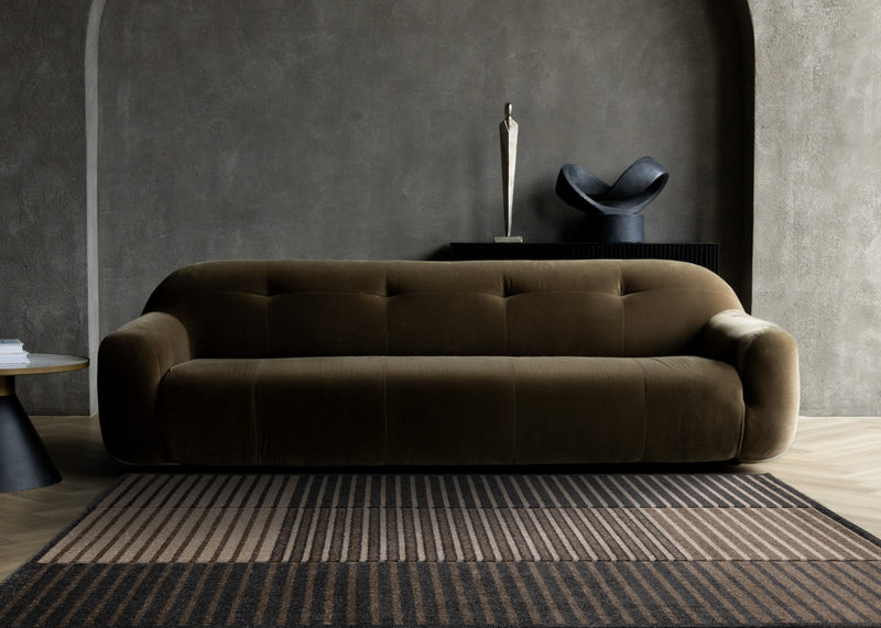 Maverick Beige Brown Black Striped Design Rug, 7'10\" x 10'6\" Indoor Area Rug