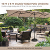 Costway 15FT Double-Sided Patio Market Umbrella Large Crank Handle Vented Outdoor Twin
