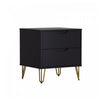 Avira Mid-Century Modern 20" Nightstand in Black (2-Drawer) | Table de nuit Avira style milieu du siecle moderne 20" en noir (2 tiroirs)