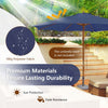 Costway 10FT Patio Wooden Market Table Umbrella Pulley with 8 Bamboo Ribs Sunshade Canopy Navy